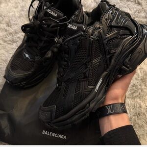 Balenciaga Black Layered Mesh & Rubber Sneakers
